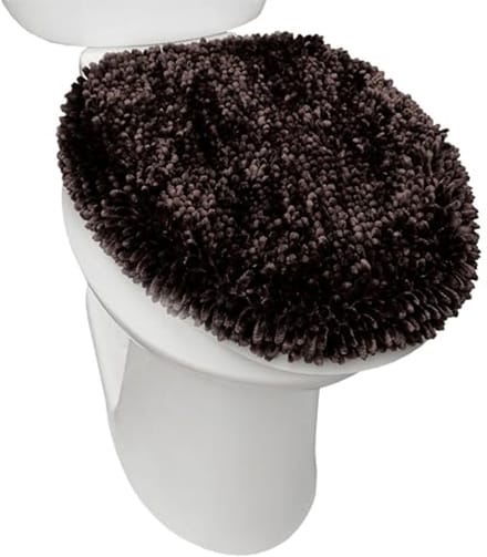 Luxe Pluche Chenille Shag Toilet Deksel Cover 18,5 "x19,5 cm Bruin