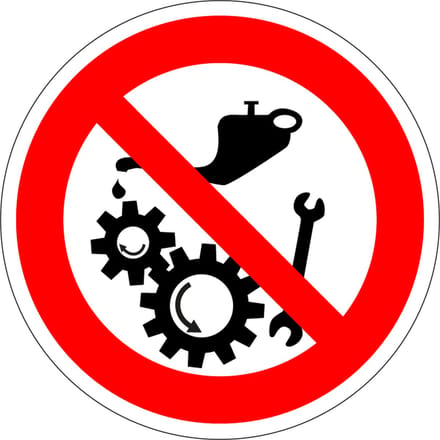 Smeren of reinigen verboden als machine aanstaat sticker 200 mm