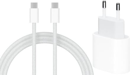 Shieldcase USB-C Oplader met Adapter – 20W Snellader – 1m Kabel – Geschikt voor iPhone, Samsung, iPad & meer – Wit