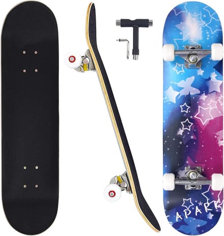 Compleet Skateboard - Longboard - Straat cruisen - Dubbele kick concave - 78 cm lang - Hemel blauw