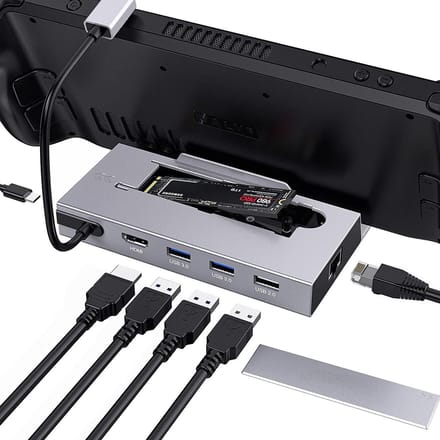 NÖRDIC DOCK-190 Steam Deck Docking station - 1xHDMI 2.0 4K60Hz, 1xM.2 SSD, 1xUSB-C PD 100W, 2xUSB-A 3.1, 1xUSB-A 2.0, 1xRJ45