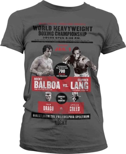 Rocky Dames Tshirt -S- World Heavyweight Post Grijs