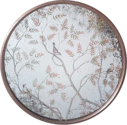 Clayre & Eef Spiegel Ø 61x3 cm Koperkleurig Glas Vogels op Takken