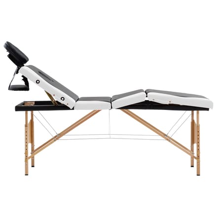 vidaXL - Massagetafel - inklapbaar - 4 - zones - hout - zwart - en - wit