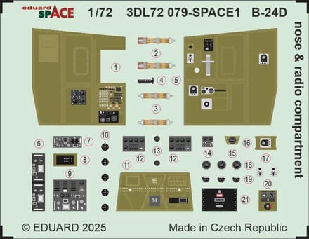 Eduard Modelbouwdecoratie - 3DL72079 Sp - Decals Set Neus en Radiocompartiment voor B-24D - Decals
