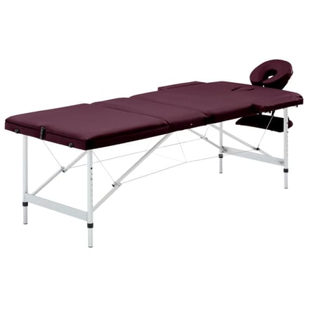 vidaXL - Massagetafel - inklapbaar - 3 - zones - aluminum - wijnpaars