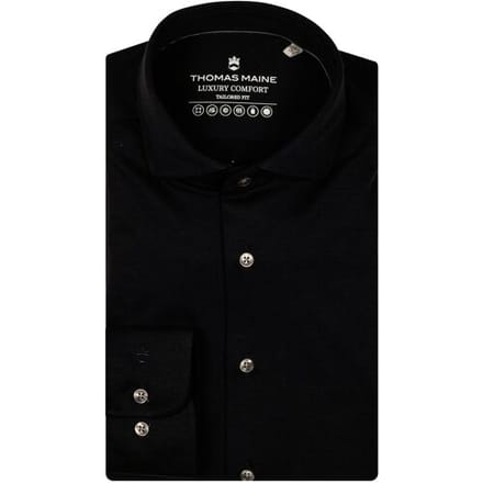 Thomas Maine Overhemd Roma Modern Kent Liquid Cotton Uni Color Navy / male