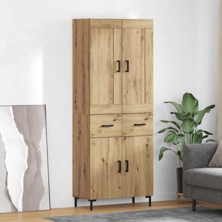 vidaXL - Highboard - 2 - st - Artisan - Eiken - 69,5 - x - 34 - x - 180 - cm - Bewerkt - hout