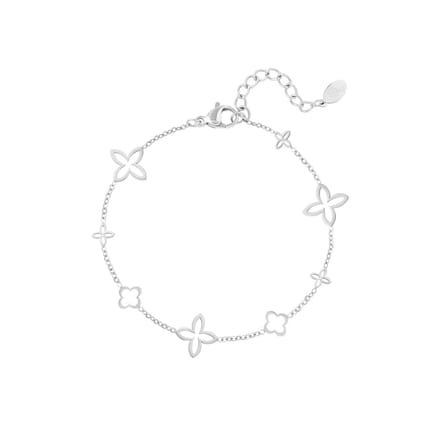 Bracelet with open clover charms - Zilver- Stainless Steel - Yehwang- Armband