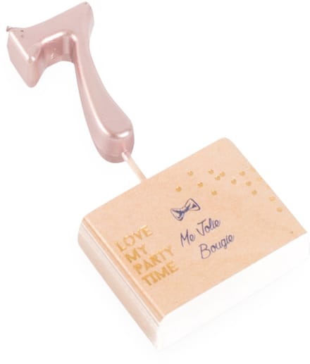 ARTYFETES - Verjaardagskaars cijfer 7 roségoud 4,3 cm metallic