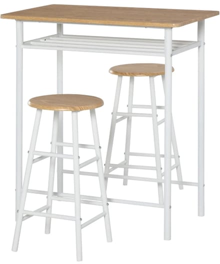 Bartafel keuken - Bartafel Set - Barkruk - Barstoel - Keukenstoel - Voetsteun - Wit