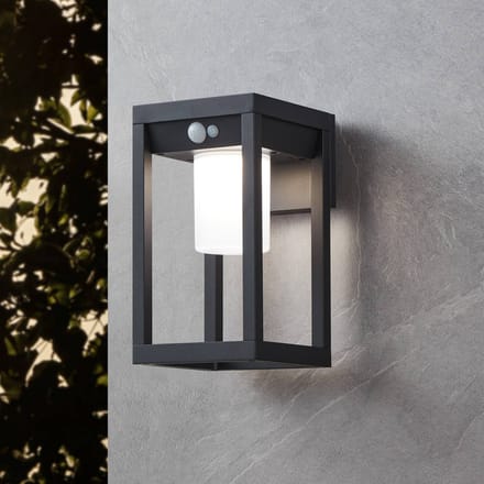EGLO Martano Wandlamp Buiten - Solar - 27 cm - Bewegingssensor & Dag- en nachtsensor - Zwart en Wit