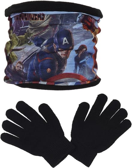 Avengers - Colsjaal Marvel Avengers + handschoenen - zwart - One size (3-6 jaar)