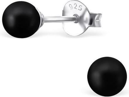 Amanto Oorbellen Elki Black - 925 Zilver E-Coating - Parel - ∅4mm