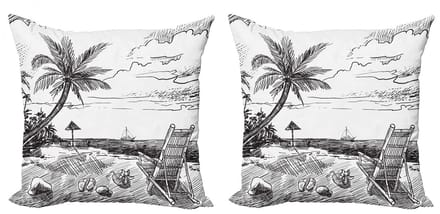 ABAKUHAUS Zomer Kussenhoes Set – 2x45x45 cm – Microvezel – Zwart/Wit