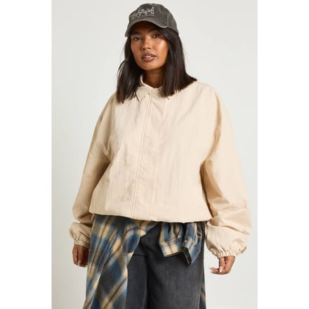boohoo Dames Plus Oversized Bomber Jacket | Ecru | Maat: 18