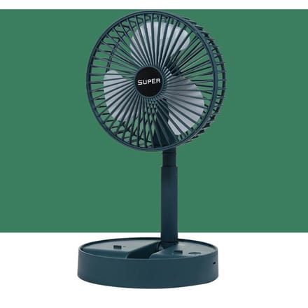 Opvouwbare intrekbare, oplaadbare USB-ventilator, draagbare mute-kantoordesktop kleine ventilator groen