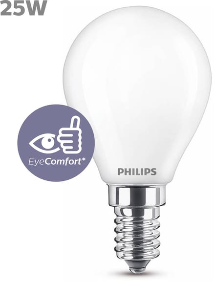 Philips LED lamp - Kogellamp met E14 fitting - Koelwit licht: 4000K - 25W - Mat glas