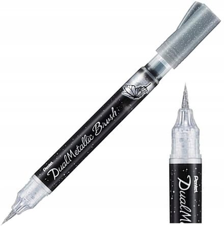 Pentel Brush Pen Dual Metallic Kalligrafie Marker - Zilver