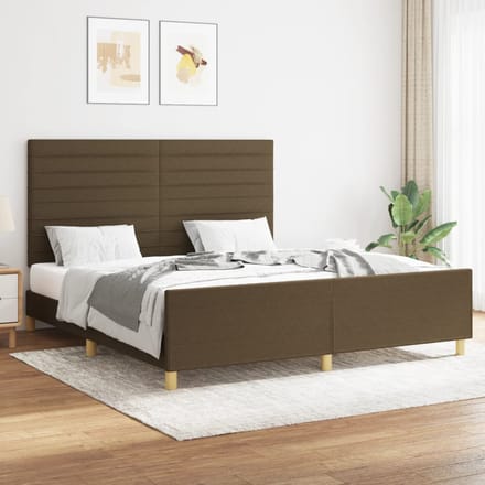 vidaXL - Bedframe - zonder - matras - stof - donkerbruin - 160x200 - cm