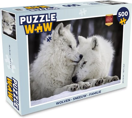 Puzzel Wolven - Sneeuw - Familie - Legpuzzel - Puzzel 500 stukjes