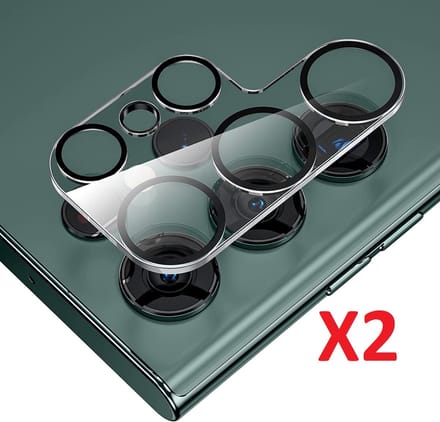 Samsung S22 Ultra Screenprotector camera glass Zwart- Samsung Galaxy S22 Ultra Screenprotector camera lens - Samsung S22 Ultra Screen Protector Camera - 2 stuk