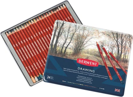 Derwent High Lightfast Kleurpotloden in Blik - Set van 24 Tekenpotloden