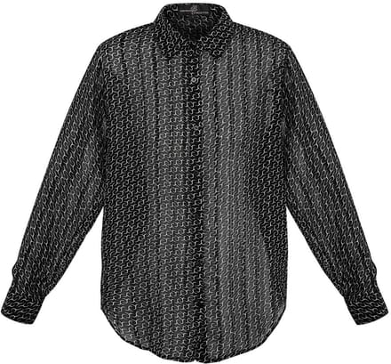 YWG - Polyester Vrouwen Overhemd Lange Mouw Gestreept Ontwerp - Zwart - Maat M