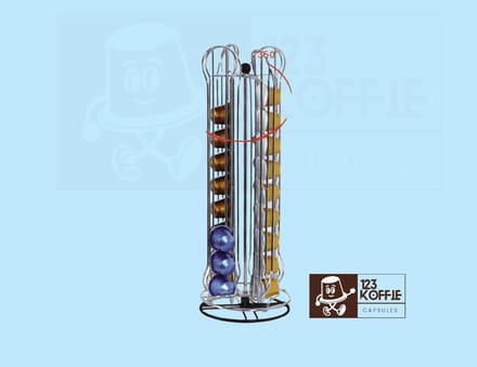 Artex Caffè Roterende Capsulehouder 360° Draaibare Nespresso® & A Modo Mio® Organizer Grijs/Zwart