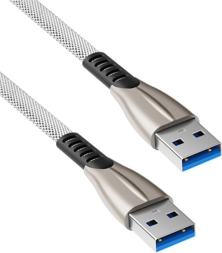 USB 2.0 kabel - Gevlochten mantel - Wit - 2 meter