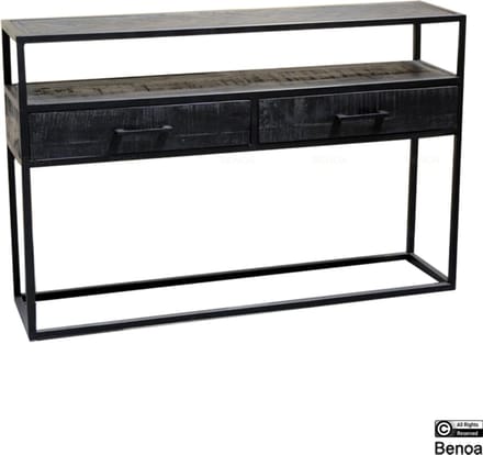 Sidetable Jax visgraat mangohout 140 cm - Zwart