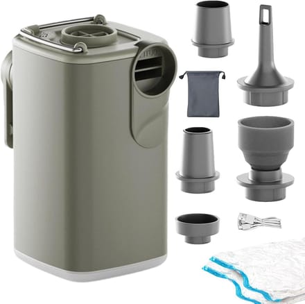 Luchtpomp - Elektrische Inflator - Kamperen en Reizen - Geïntegreerd Kampeerlicht - Compact Formaat - Groen