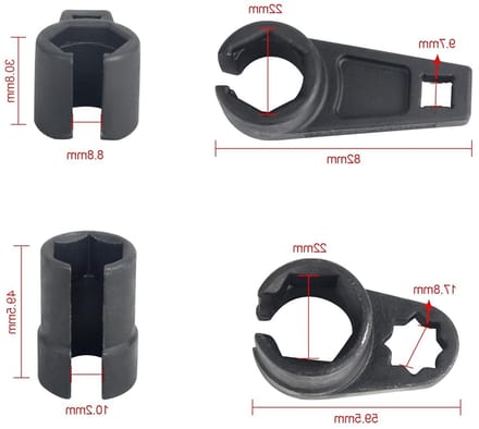 7-delige Lambda Probe Steeksleutel Set, 22 mm, 27 mm, 29 mm, voor Lambda Sensoren en Gereedschap
