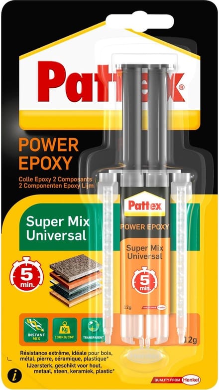 Pattex Twee componentenlijm SuperMix Universal 11gram | 2-componentenlijm Epoxy | Extreem sterk & Makkelijk Bindend - Epoxylijm