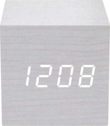 Luxe Digitale Wekker - Slaapkamer - Houtlook - Klokje Staand - Lichtgrijs