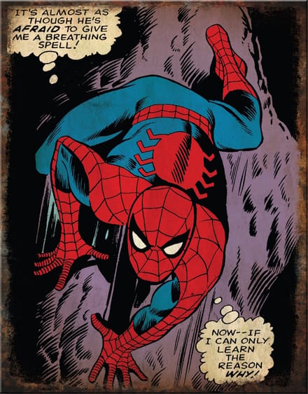 Spiderman Wall. Metalen wandbord 31,5 x 40,5 cm.