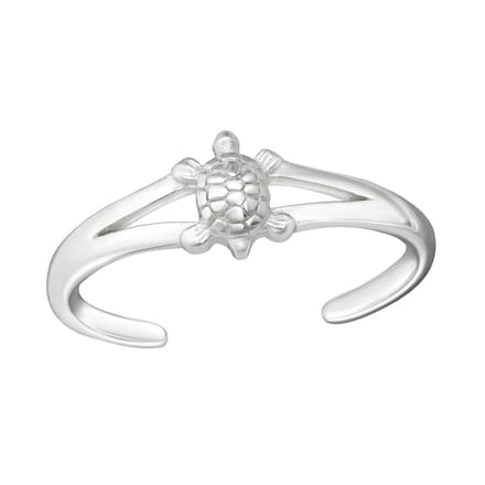 Zilveren teenring met schildpad | Turtle Toe Ring Adjustable | Sterling 925 Silver (Echt zilver)