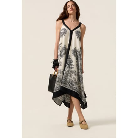 Oltre Patterned Viscose Dress Black Größe: S | Maxikleider Outlet | Damen | Schwarz