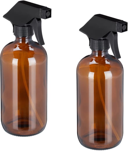 4x plantenspuit glas - 500 ml - sproeifles kapper - waterverstuiver bruin