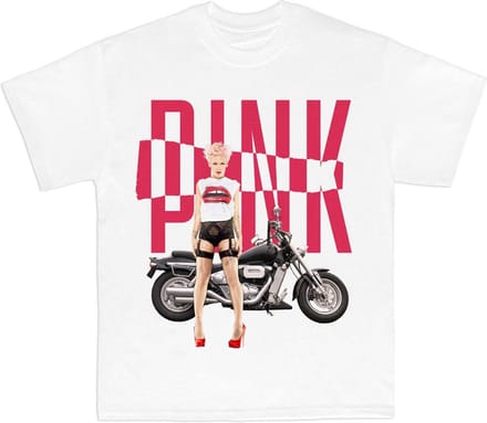 Pink - Motorbike Heren T-shirt - M - Wit