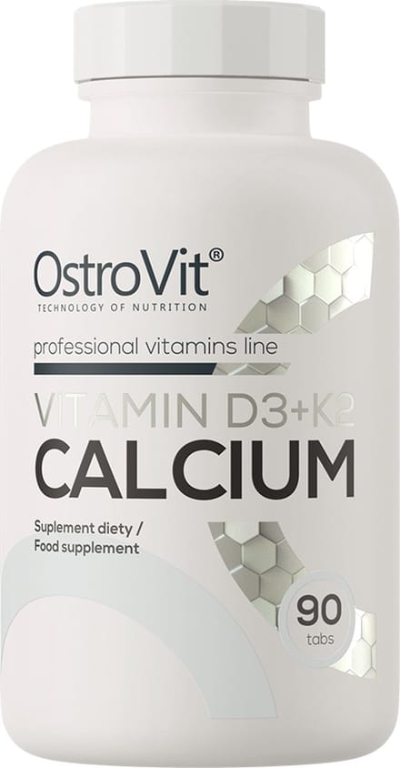Vitaminen - Vitamin D3 + K2 + Calcium 90 Tablets OstroVit - + BeBulk Nutrition Pillendoos
