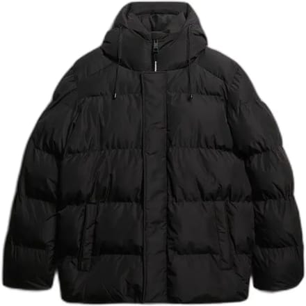 Superdry Middellange Sport Pufferjas met Capuchon Black Grootte: S