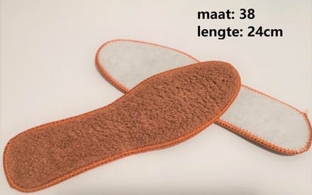 Wool Zuivere Wollen Inlegzool - maat 37.5 (lengte 24cm) - Kleur: bruin - dik 5mm