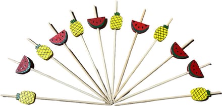 Set van 12 bamboo prikkers met fruit ( 12 cm)