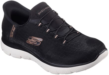 SKECHERS Dames Slip-Ins Summits Classy Night Sneaker 150128 BKRG Black Rose Gold