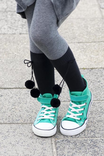 Bonnie Doon - Kinderen - Maillots - Pom Pom Tights - Zwart/Medium Grey heather - 140/146