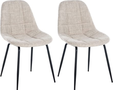 CLP Tom Set van 2 Eetkamerstoelen - Zonder armleuning - Fauteuil - creme Stof