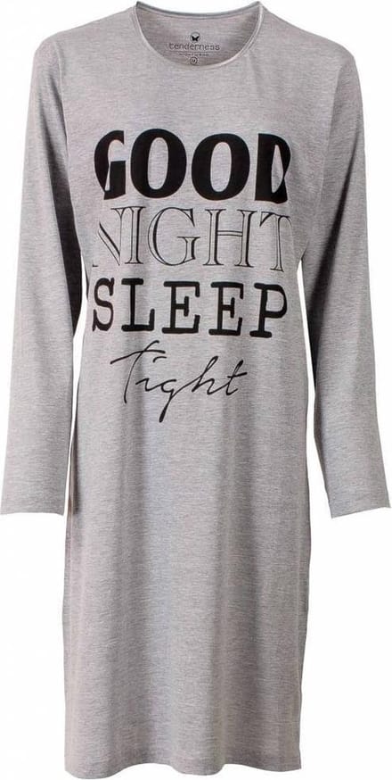 Tenderness Dames Nachthemd - 100% Katoen - Licht Grijs - Maat XL