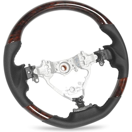 Volant Hydro-Dip Cuir Perforé pour Highlander XU50 Harrier XU60 2014 à 2019 Noir Brillant Wood Grain gray