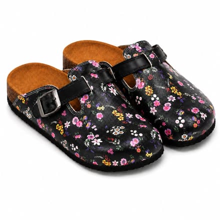 Goby – Black Blossom Dames Clogs – Vegan – Handmade – Maat 38